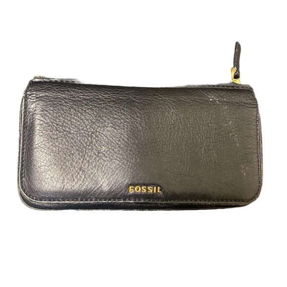 Fossil Handbags - Fossil Leather Wallet Coin Clutch in Black 13 slot